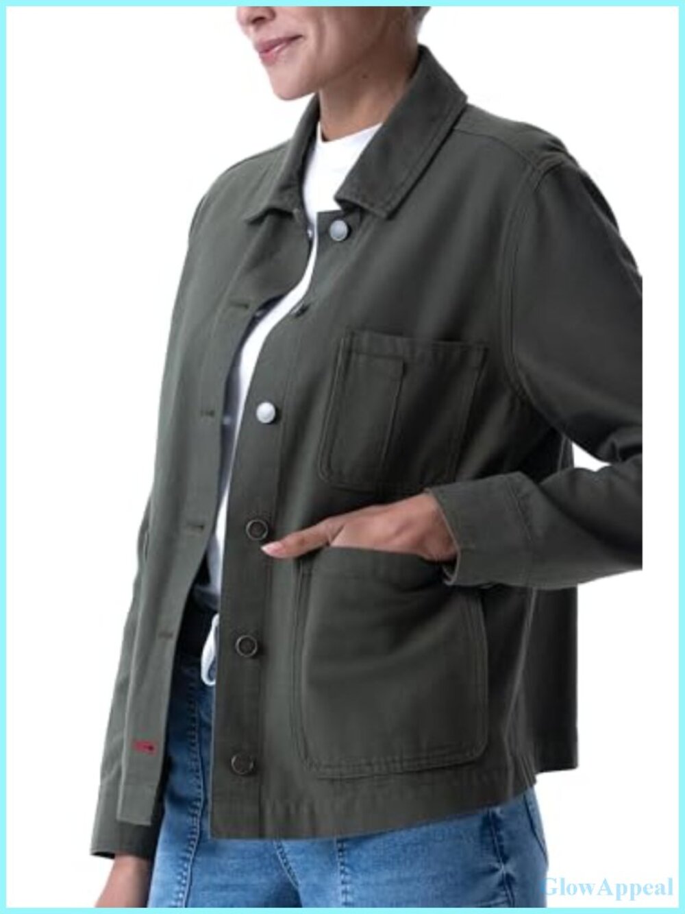 Women's Utility Chore Coat 100% Cotton Work Jacket Button Front